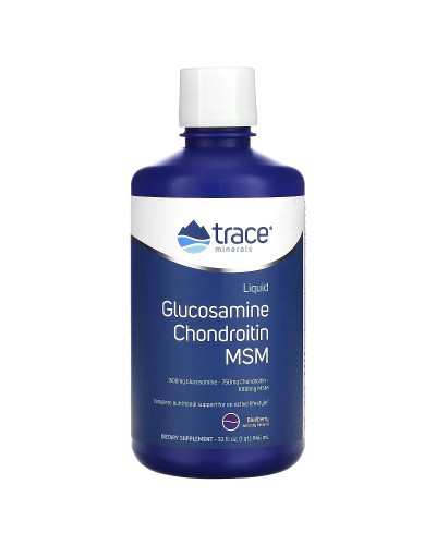 Жидкий глюкозамин, хондроитин и МСМ, вкус голубики, Liquid Glucosamine Chondroitin MSM, Trace Minerals, 946 мл
