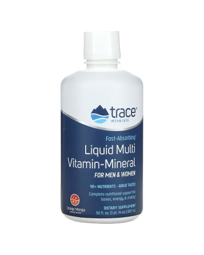 Жидкие мультивитамины и минералы: апельсин и манго, Liquid Multi Vitamin-Mineral, Trace Minerals, 887 мл