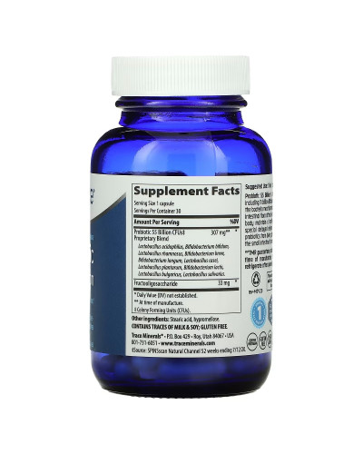 Пробіотик, 55 мільярдів, Probiotic, Trace Minerals, 30 капсул