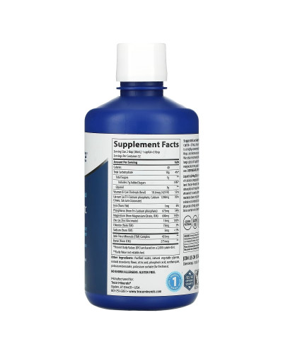 Рідкий кальцій, магній, цинк, смак полуниці Liquid Cal Mag Zinc, Trace Minerals, 946 мл