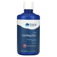Жидкий кальций, магний, цинк, вкус клубники, Liquid Cal Mag Zinc, Trace Minerals, 946 мл