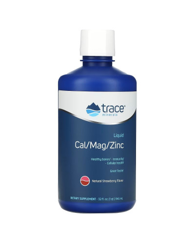 Рідкий кальцій, магній, цинк, смак полуниці Liquid Cal Mag Zinc, Trace Minerals, 946 мл