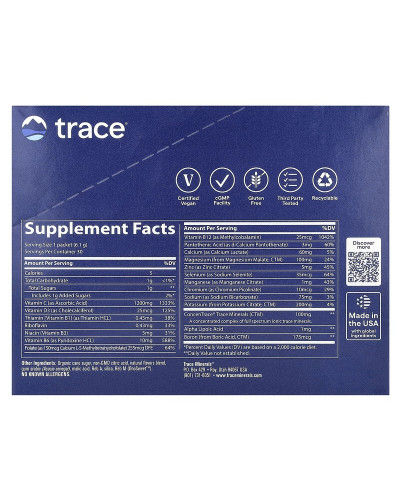 Электролиты, вкус ананаса кокоса, Power Pak, Trace Minerals, 30 пакетов по 6 гр.