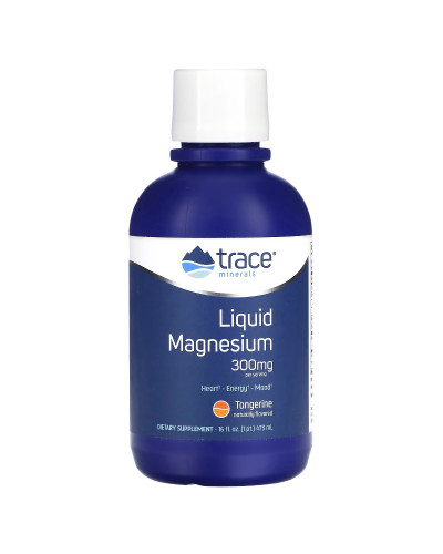 Магній, 300 мг, смак мандарину, Liquid Magnesium, Trace Minerals, 473 мл