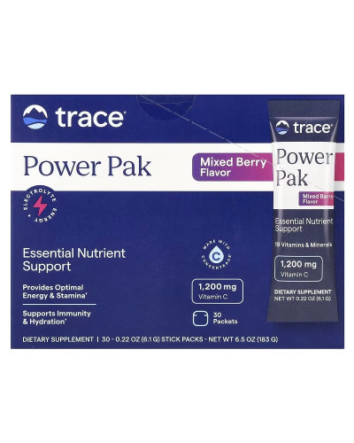Электролиты, вкус ягод, Power Pak, Trace Minerals, 30 пакетов по 6 гр.