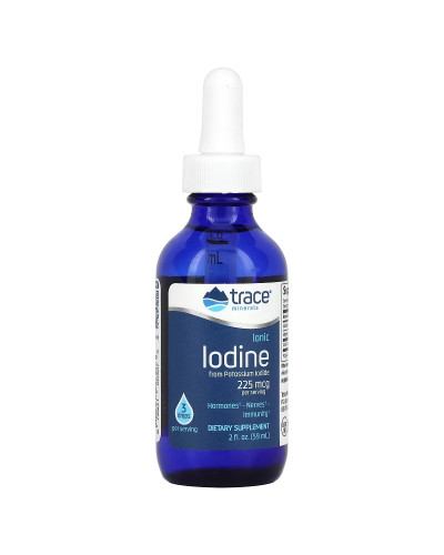 Йод ионный в каплях, 225 мкг, Ionic Iodine, Trace Minerals, 59 мл