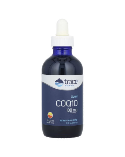 Коензим Q10 у краплях, 100 мг, смак мандарину, Liquid CoQ10, Trace Minerals, 118 мл