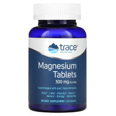 Магний, 300 мг, Magnesium, Trace Minerals, 60 таблеток