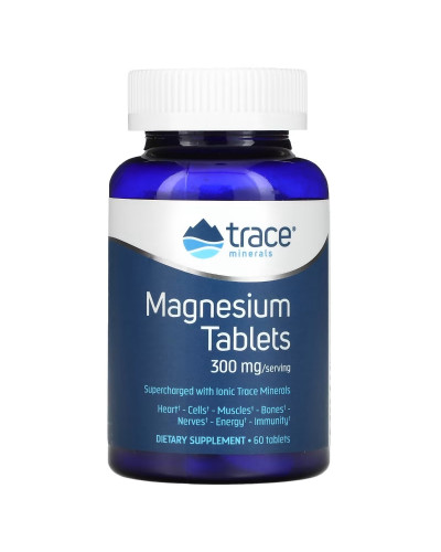 Магній, 300 мг, Magnesium, Trace Minerals, 60 таблеток