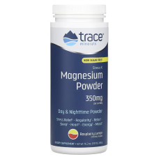 Магний, вкус малина-лимон, 350 мг, Stress-X, Magnesium Powder, Trace Minerals, 460 гр