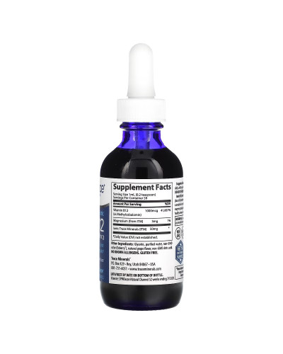 Вітамін B12 іонний у краплях, 1000 мкг, смак винограду, Ionic B12, Trace Minerals, 59 мл