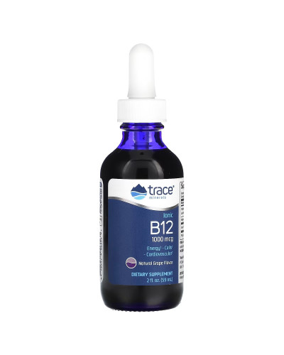 Вітамін B12 іонний у краплях, 1000 мкг, смак винограду, Ionic B12, Trace Minerals, 59 мл