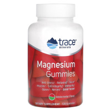 Магний, вкус арбуза, Magnesium Gummies, Trace Minerals, 120 жевательных конфет