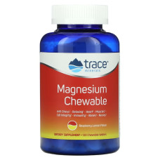 Магний, вкус малина и лимон, Magnesium Chewable, Trace Minerals, 120 жевательных таблеток