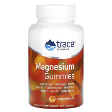 Магний, вкус мандарина, Magnesium Gummies, Trace Minerals, 120 жевательных конфет