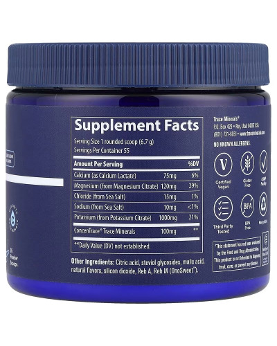 УЦЕНКА Электролиты-Кето, вкус лимон и лайм, Keto Electrolyte Powder, Trace, 369 гр (повреждена крышка)