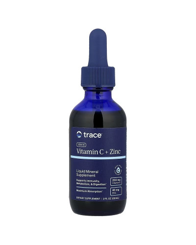 Вітамін C та Цинк іонізовані в краплях, Ionic Vitamin C+Zinc, Trace Minerals, 59 мл