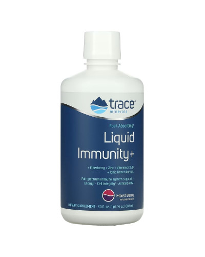Підтримка імунної системи, смак ягід, Fast-Absorbing Liquid Immunity+, Trace Minerals, 887 мл