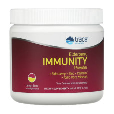 Усиление иммунитета с бузиной, вкус лимона и ягод, Elderberry Immunity Powder, Trace Minerals, 190 гр