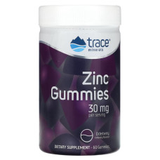 Цинк, 30 мг, вкус бузины, Zinc Gummies, Trace Minerals, 60 жевательных конфет