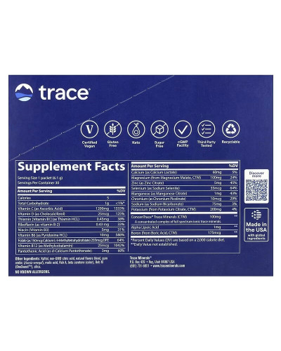 Электролиты без сахара, вкус апельсина и манго, Power Pak, Trace Minerals, 30 пакетов по 6 гр.