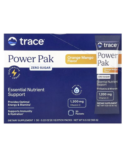 Электролиты без сахара, вкус апельсина и манго, Power Pak, Trace Minerals, 30 пакетов по 6 гр.