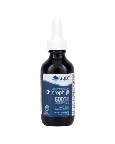 Хлорофіл Концентрований іонний, 6000 мг, смак м'яти, Concentrated Ionic Chlorophyll, Trace Minerals, 59 мл