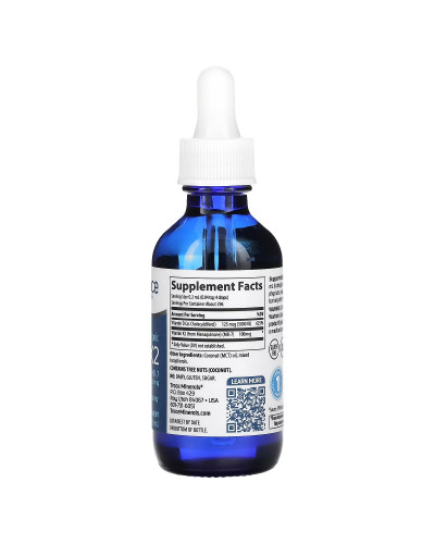 Витамины D3 и K2 ионизированные в каплях, Ionic D3+K2, Trace Minerals, 59 мл Витамины D3 и K2 ионизированные в каплях, Ionic D3+K2, Trace Minerals, 59 мл