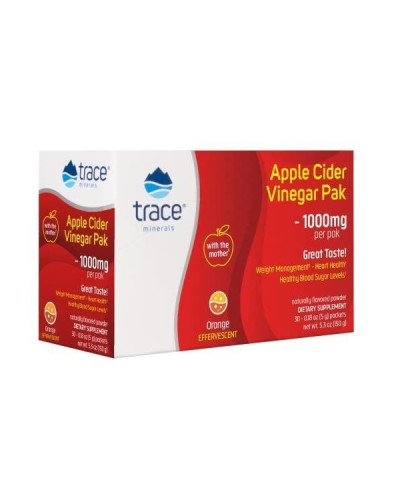 Яблучний оцет, 1000 мг, апельсиновий смак, Apple Cider Vinegar Paks, Trace Minerals, 30 пакетиків