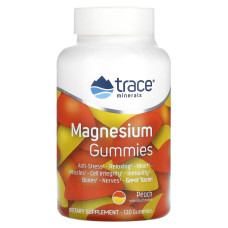 Магний, вкус персика, Magnesium Gummies, Trace Minerals, 120 жевательных конфет