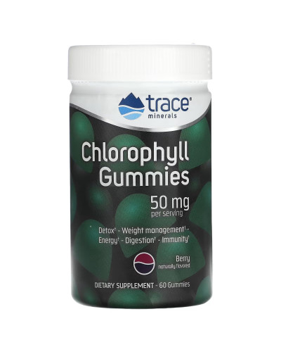 Хлорофіл, 50 мг, смак ягід, Chlorophyll Gummies, Trace Minerals, 60 жувальних цукерок