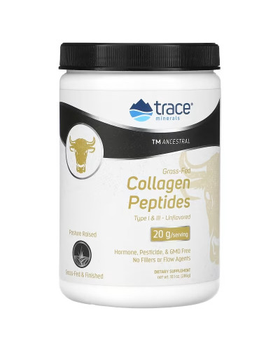 Коллагеновые пептиды, без ароматизаторов, Grass-Fed Collagen Peptides, Unflavored, Trace Minerals, 286 гр