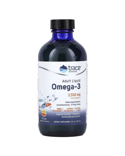 Омега-3, 2550 мг, смак апельсину, Adult Liquid Omega-3, Trace Minerals, 237 мл