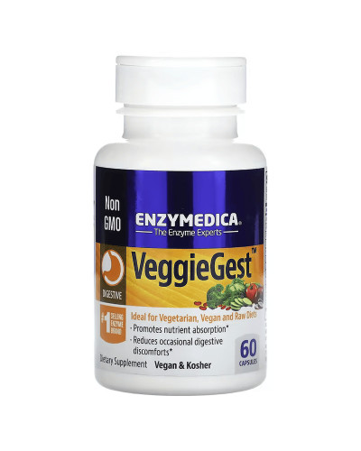 Пищеварительные ферменты, VeggieGest, Enzymedica, 60 капсул