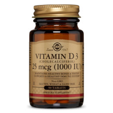 УЦЕНКА Витамин D3, Холекальциферол, Cholecalciferol, 25 мкг, 1000 МЕ, Solgar, 90 таблеток (без пленки)