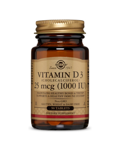 УЦІНКА Вітамін D3, Холекальциферол, Cholecalciferol, 25 мкг, 1000 МО, Solgar, 90 таблеток (без плівки)