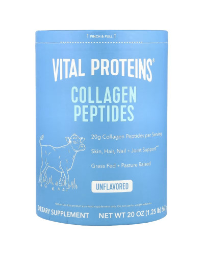 УЦЕНКА Пептиды коллагена без ароматизаторов, Vital Proteins, Collagen Peptides, Unflavored, 12 унций (567г) (мята банка)
