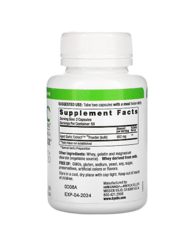 Экстракт чеснока, для сердечно-сосудистой системы, Aged Garlic Extract Hi-Po Formula 100, Kyolic, 100 капсул