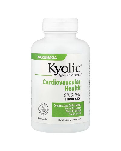Екстракт часнику, для серцево-судинної системи, Aged Garlic Extract, Cardiovascular, Kyolic, 200 капсул