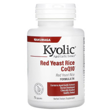 Червоний дріжджовий рис з екстрактом часнику та коензимом Q10, Aged Garlic Extract, Red Yeast Rice Plus CoQ10, Kyolic, 75 капсул