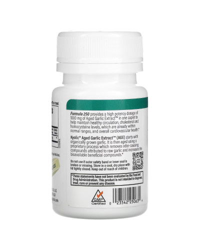 Екстракт часнику, 1000 мг, Aged Garlic Extract, Cardiovascular, Kyolic, 30 веганських каплет