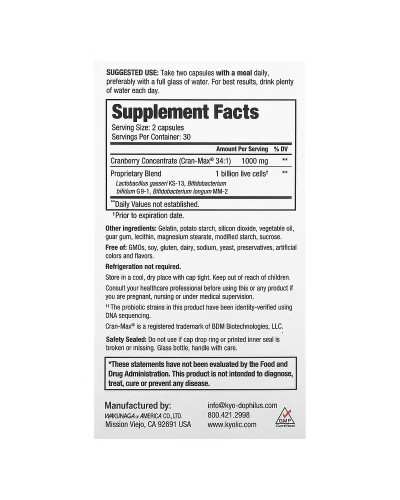 Пробіотик з журавлиною, Kyo-Dophilus, Cran+ Probiotic, Kyolic, 60 капсул