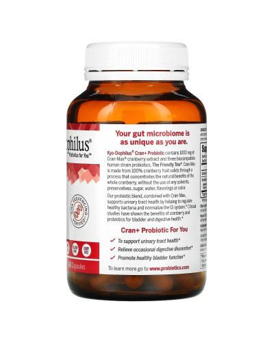 Пробіотик з журавлиною, Kyo-Dophilus, Cran+ Probiotic, Kyolic, 60 капсул