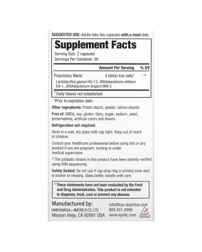 Пробиотик ежедневный, Kyo-Dophilus, Daily Probiotic, Kyolic, 180 капсул