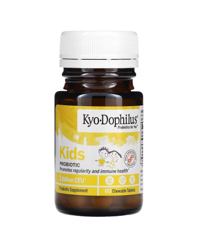 Пробиотик для детей, вкус ванили, Kids Probiotic, Kyolic, 60 жевательных таблеток