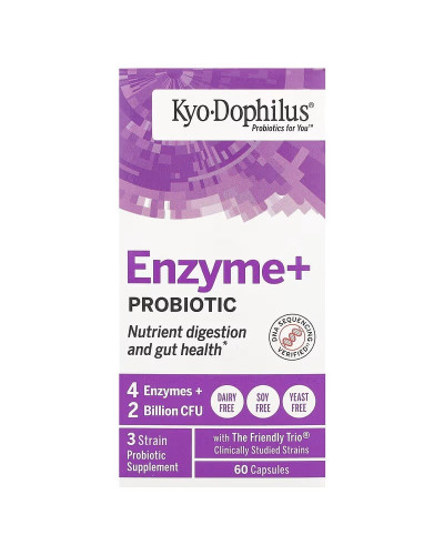 Пробіотик з ферментами, Kyo Dophilus, Enzyme+Probiotic, Kyolic, 60 капсул