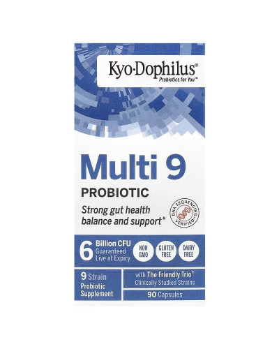 Пробіотики мульти, 6 млрд КУО, Kyo-Dophilus, Multi 9 Probiotic, 6 Billion CFU, Kyolic, 90 капсул