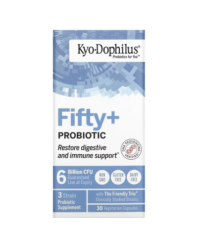 Пробіотик, 6 млрд КУО, Kyo-Dophilus, Fifty+Probiotic, 6 Billion CFU, Kyolic, 30 вегетаріанських капсул