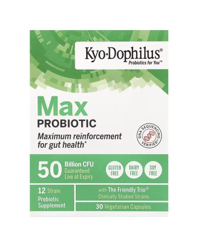 Пробіотик, 50 млрд КУО, Kyo-Dophilus, Max Probiotic, 50 Billion CFU, Kyolic, 30 вегетаріанських капсул