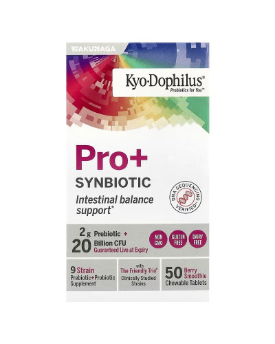 Пробіотик з пребіотиком, смак ягідної смузі, Kyo-Dophilus Pro+Synbiotic, Kyolic, 50 жувальних таблеток